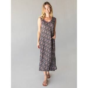 Natural Life hangout MIDI cotton dress floral lightweight size large W boho